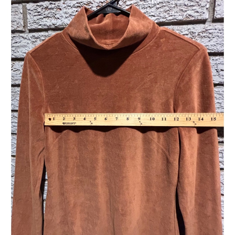 Everlane Rust Brown Velour Turtleneck Long Sleeve Mini Dress Small - Picture 4 of 7
